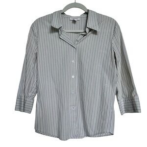Calvin Klein Grey White Stripe Shirt in Size 10 Office